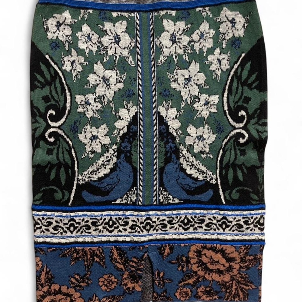 Anthropologie Moth Abstract Print Whe Blue‎ Green Floral Sweater Skirt - Picture 3 of 4